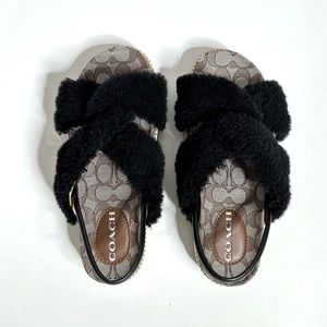 COACH Tally Shearling Sandals in Signature Jacquard